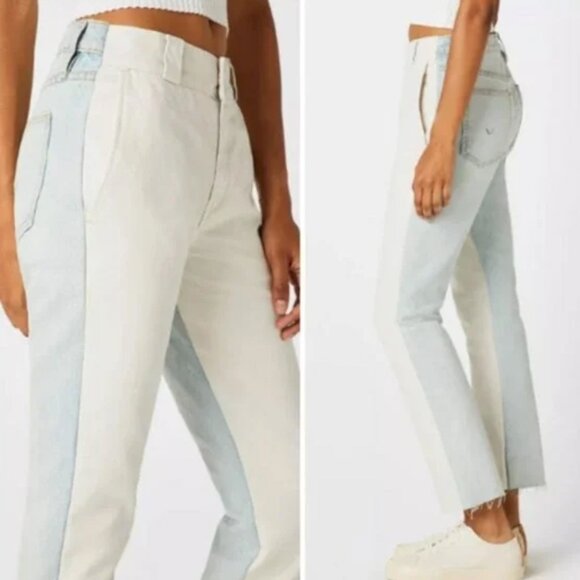 Hudson Jeans Pants - Hudson Jeans Women's Hybrid Style Colorblock Straight Raw Hem Cropped Size 32